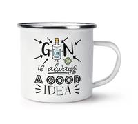 Gin Is Always una Buona Idea Rétro Smalto Tazza - Divertente Amante