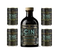 Gin London Dry Mazzetti con Box di 4 Toniche Mazzetti (Gin Black Mazzetti)