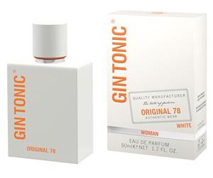 Gin Tonic Profumo originale da donna 78 bianco, 50 ml, stravagante Eau de Toilette da donna per ogni età e occasione, combinazione unica di muschio, gelsomino e pesca, floreale, fruttato, erba