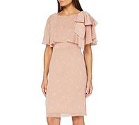 Gina Bacconi Abito da Donna in Chiffon a Pois Floreali Vestito da Cocktail, Rosa Polvere, 48