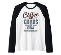 Gina Personalized Cute Coffee Girls Gina Name Maglia con Maniche Raglan