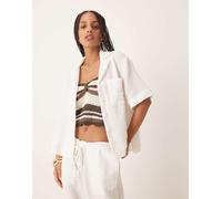 Gina Tricot - Camicia a maniche corte comoda bianca in garza in coordinato-Bianco 40