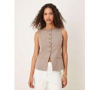 Gina Tricot - Canotta beige tortora sartoriale con scollo a barchetta-Neutro L