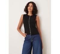 Gina Tricot - Canotta in maglia nera con bottoni-Nero M