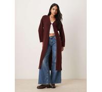 Gina Tricot - Cardigan lungo in lana di alpaca bordeaux-Rosso S