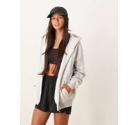 Gina Tricot - Felpa con cappuccio e zip in misto cotone color grigio chiaro mélange S