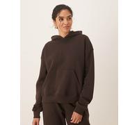 Gina Tricot - Felpa vestibilità comoda color talpa marrone scuro con cappuccio in coordinato M