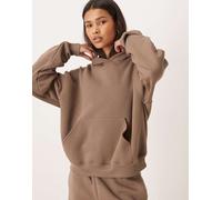 Gina Tricot - Felpa vestibilità comoda marrone con cappuccio in coordinato 2XS