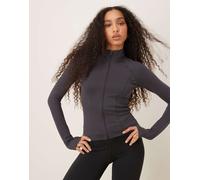 Gina Tricot - Giacca sportiva senza cuciture morbida al tatto grigio scuro con zip XS