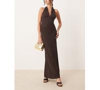 Gina Tricot - Gonna lunga drappeggiata in jersey morbido al tatto marrone in coordinato S