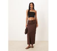 Gina Tricot - Gonna lunga in misto lino marrone con coulisse XS