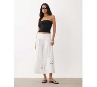 Gina Tricot - Gonna lunga in pizzo di puro cotone bianca in coordinato-Bianco 38