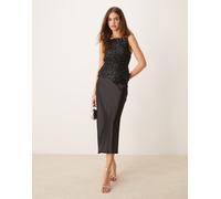 Gina Tricot - Gonna midi in raso nero XL