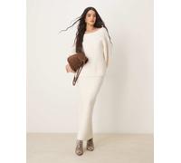 Gina Tricot - Maglione color crema pesante a coste con fiocco allacciato sul retro in coordinato-Bianco L
