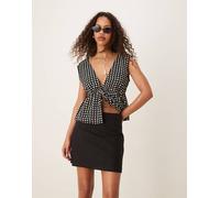 Gina Tricot - Minigonna in misto lino nera-Nero 38