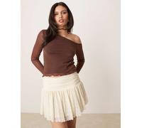 Gina - Tricot - Minigonna in pizzo color giallo burro-Bianco XS