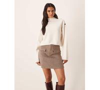 Gina Tricot - Minigonna sartoriale color beige scuro mélange con texture pelosa-Neutro 42