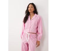 Gina Tricot - Mix and Match - Camicia del pigiama in popeline rosa a righe S