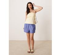 Gina Tricot - Pantaloncini in popeline di cotone blu a righe XXL