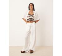 Gina Tricot - Pantaloni vestibilità comoda bianchi in garza con coulisse in coordinato-Bianco L