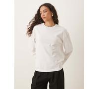 Gina Tricot - T-Shirt comoda a maniche lunghe bianca-Bianco L