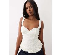 Gina Tricot - Top a corsetto in pizzo bianco L