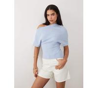 Gina Tricot - Top asimmetrico morbido blu chiaro XL