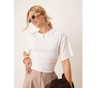 Gina Tricot - Top bianco sporco arricciato morbido al tatto L