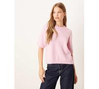 Gina Tricot - Top girocollo a maniche corte rosa in maglia di media pesantezza L