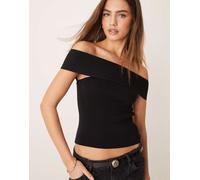 Gina Tricot - Top in maglia compatta nero con spalle scoperte L