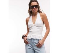 Gina Tricot - Top in pizzo sangallo bianco allacciato al collo L