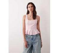 Gina - Tricot - Top peplo rosa chiaro con scollo squadrato S
