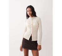 Gina - Tricot - Top slim bianco sporco con collo a imbuto e bottoni L