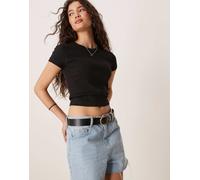 Gina Tricot - Top slim fit a maniche corte nero 2XS