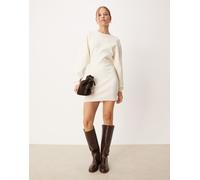 Gina Tricot - Vestito a maniche lunghe sagomato color crema in maglia-Bianco L