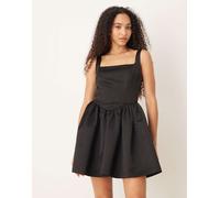 Gina Tricot - Vestito corto in raso nero a corsetto 34