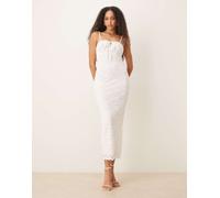 Gina Tricot - Vestito lungo bianco in pizzo con coppe con ferretto S