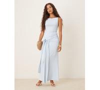 Gina Tricot - Vestito lungo blu chiaro morbido con nodo sul davanti XL