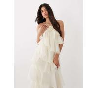 Gina Tricot - Vestito lungo color crema con volant-Bianco 34