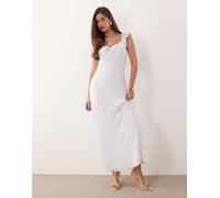 Gina Tricot - Vestito lungo in pizzo bianco con volant L