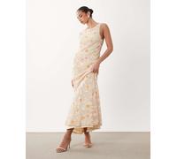 Gina Tricot - Vestito midi drappeggiato sul retro con stampa floreale neutra-Neutro 34