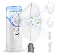 Gindoly Aerosol Portatile,Aerosol Ultrasuoni Silenzioso per Adulti e Bambini,Inalatore Nebulizzatore con Boccaglio e 2 Macherine USB-C Ricaricabile-Blau