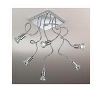 GINEVRA 6 FLEX LED PLAFONIERA CON BRACCI FLESSIBILI IN METALLO CROMATO