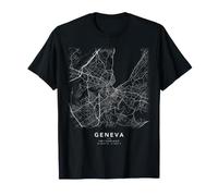Ginevra Mappa Città Svizzera Strade e Coordinate Maglietta