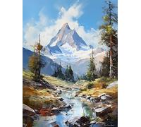 Ginfonr 5D Diamond Painting Montagne Innevate Fiumi Kit Completo, Diamante Pittura Paesaggi Con Kit Numerici Pittura Per Trapano Completa Con Decorazioni Da Parete Diamonds Arts 30 * 40cm