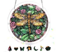 Ginfonr Puzzle Acrilico Suncatcher Da Appendere Alla Finestra, 83 Pezzi Libellula Puzzle in Acrilico Sun Catcher Decorazione, Decorazione per Giardino E Balcone per Donne 18 x 18 cm 103