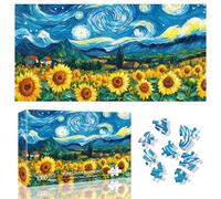 Ginfonr Puzzle Da 1000 Pezzi, Cielo stellato Puzzle per Adulti Rompicapo Impegnativo, Girasoli Giochi Di Puzzle per Tutta La Famiglia, Un Regalo Festivo per Gli Amici in Una Bella Confezione