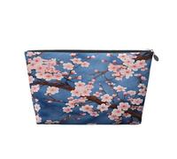 Ginfult Art Pink Japan Cherry Blossom Trousse per cosmetici impermeabile piccola pochette per trucco portatile borsa da toilette per donne ragazze viaggio