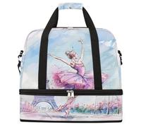 Ginfult Ballernia Torre Eiffel Sport Viaggio Borsone Pieghevole Palestra Borsa con Scomparto Scarpa Carry On Weekender Pernottamento Borse per Donne Uomini