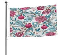 Ginfult Bandiera per esterni blu floreale viola melograno 1,5 x 2,3 m bandiera da giardino su entrambi i lati in poliestere bandiere decorative da cortile per patio, prato, portico, balcone